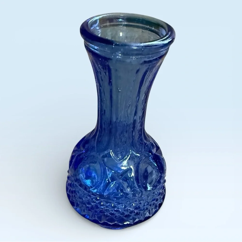 Vintage Cobalt Blue Thumbprint 4” Vase